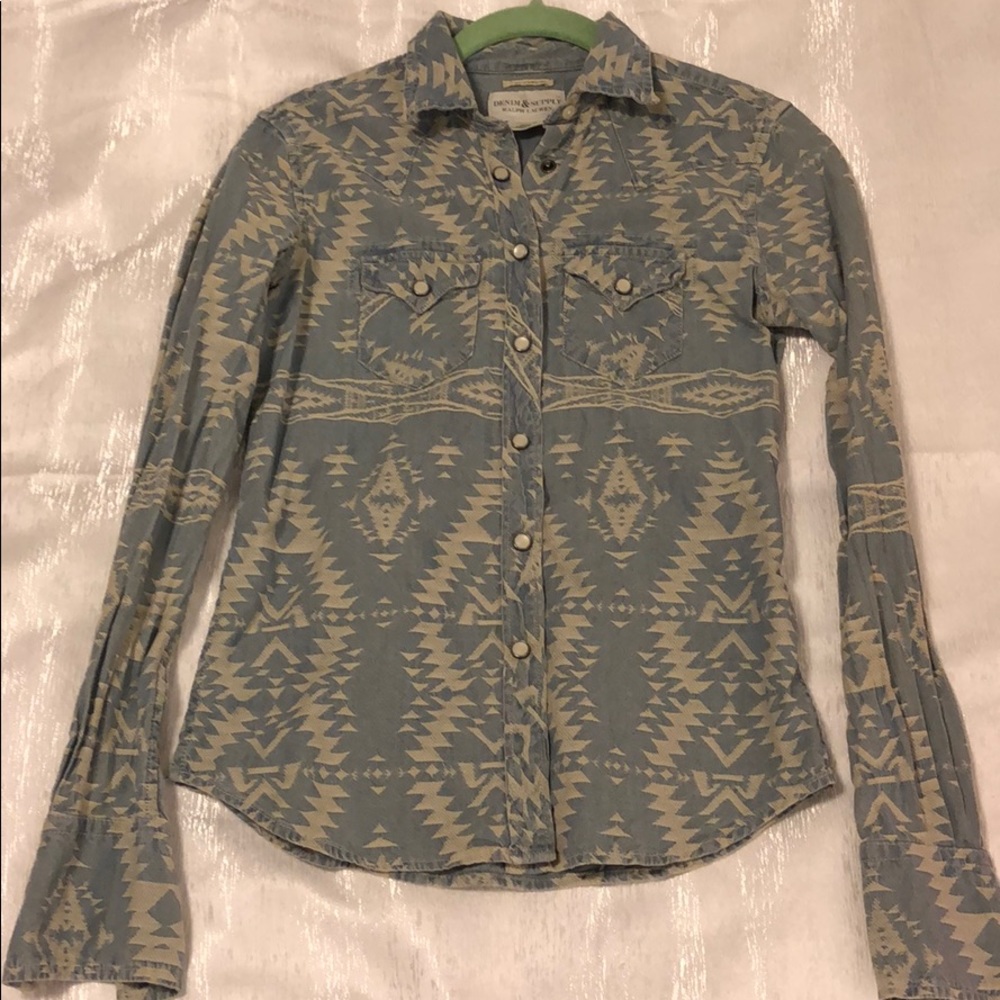 Ralph Lauren denim and supply chambray Aztec shirt